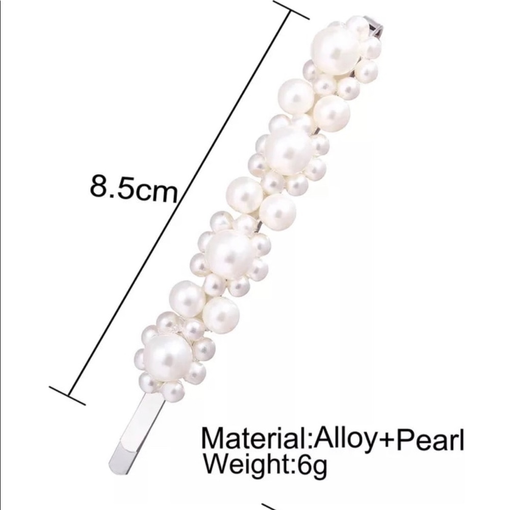Set 2/hair clips, same style faux pearls - Picture 5 of 7